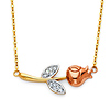 Red Rose CZ Floating Pendant Necklace in 14K TriGold thumb 0