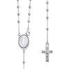 2.5mm Moon-Cut Bead Our Lady of Guadalupe Rosary Necklace in 14K White Gold 20in thumb 0