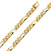 6mm Men's 14K Yellow Gold Oval Nugget Figaro Chain Bracelet 7in thumb 0