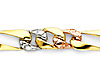 6mm Men's 14K Tricolor Gold Oval Nugget Figaro Chain Bracelet 7in thumb 1