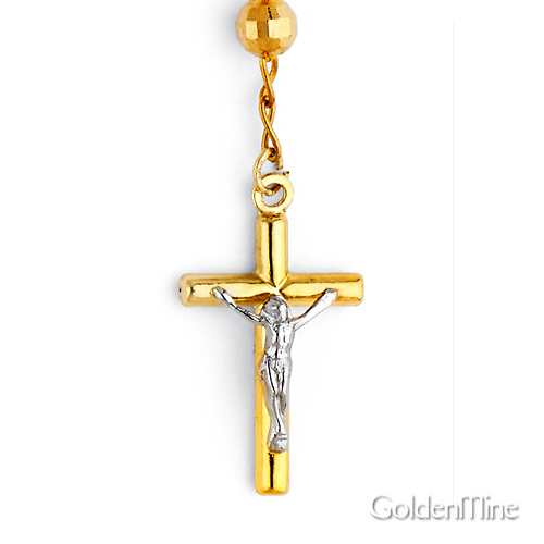 4mm Mirrorball Bead Our Lady of Guadalupe Rosary Bracelet in 14K Two-Tone Gold Slide 2