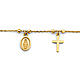 Cross & Our Lady of Guadalupe Medal Charm Bracelet in 14K Yellow Gold Solid thumb 1