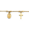 Cross & Our Lady of Guadalupe Medal Charm Bracelet in 14K Yellow Gold Solid thumb 1