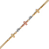 Tri Open-Cut Sidways Cross Bracelet in 14K Tricolor Gold Solid thumb 0