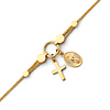 Dangling Cross & Our Lady of Guadalupe Medal Charm Bracelet in 14K Yellow Gold thumb 0