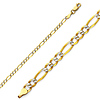 2.5mm 14K Two-Tone Gold White Pave Figaro Link Chain Bracelet 7in thumb 0