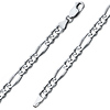 6mm 14K White Gold Men's Figaro Link Chain Bracelet 8in thumb 0