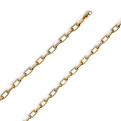4mm 14K Yellow Gold Solid Hollow Paper Clip Link Chain Necklace 16-30in