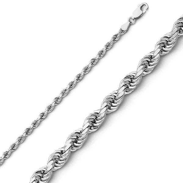 2.5mm Sterling Silver Solid Diamond-Cut Rope Chain Necklace 16-30in Slide 0