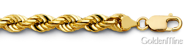 7mm 14K Yellow Gold Solid Men's Diamond-Cut Rope Chain Necklace Slide 1