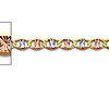3.1mm 14K Tricolor Gold Solid Star Diamond-Cut Mariner Chain Bracelet 7in thumb 1