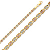 3.1mm 14K Tricolor Gold Solid Round Star Diamond-Cut Valentino Chain Bracelet 7in thumb 0