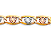 4.2mm 14K Tricolor Gold Solid Heart Star Diamond-Cut Valentino Chain Bracelet 7.5in thumb 1