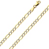 4mm 14K Two Tone Gold White Pave Open Figaro Chain Necklace 16-24in thumb 1