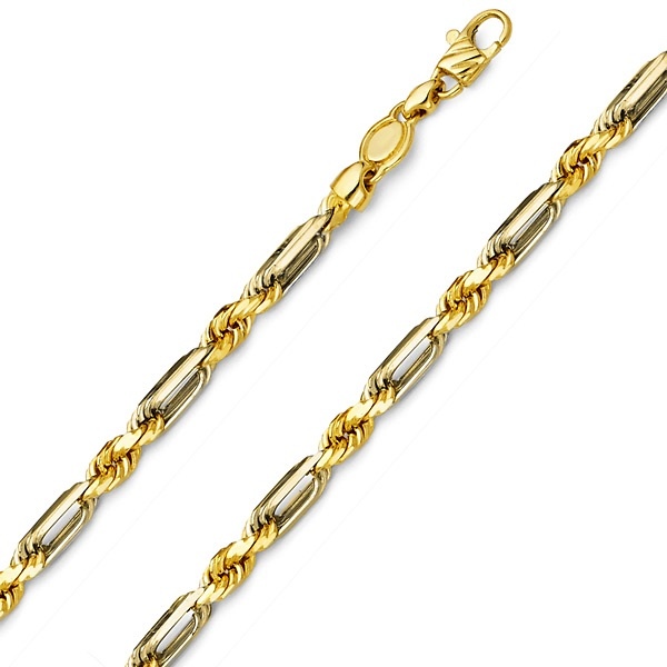 4mm 14K Yellow Gold Solid Men's Diamond-Cut Milano Rope Chain Necklace 22-26in Slide 0