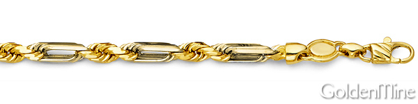 4mm 14K Yellow Gold Solid Men's Diamond-Cut Milano Rope Chain Necklace 22-26in Slide 1