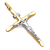 Large Tapered Crucifix Pendant in 14K Two-Tone Gold - Classic thumb 0
