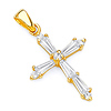 Petite Tapered Baguette CZ Cross Pendant in 14K Yellow Gold thumb 0