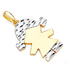 Faceted Pigtails Little Girl Charm Pendant in 14K TwoTone Gold - Petite thumb 0