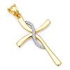 Contemporary 14K Two-Tone Gold Cross Religious Pendant thumb 0