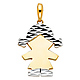 Faceted Pigtails Little Girl Charm Pendant in 14K TwoTone Gold - Petite thumb 1