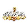 Abuelita Pendant with Flowers in 14K Tricolor Gold - Petite thumb 0