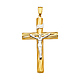 14K Two-Tone Gold Wood-Design Rod Crucifix Pendant - Small thumb 1