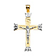 Leaf-Tipped Concave Crucifix Pendant in 14K Two-Tone Gold XXL thumb 1