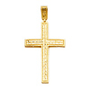 Large 14K Yellow Gold Diamond-Cut Weave Cross Pendant thumb 1