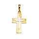 Grained 14K Two-Tone Gold Cross Religious Pendant thumb 1