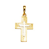 Grained 14K Two-Tone Gold Cross Religious Pendant thumb 1