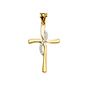 Contemporary 14K Two-Tone Gold Cross Religious Pendant thumb 1