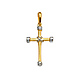 14K Two-Tone Gold Tube Cross Religious Pendant thumb 1