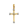 14K Two-Tone Gold Tube Cross Religious Pendant thumb 1