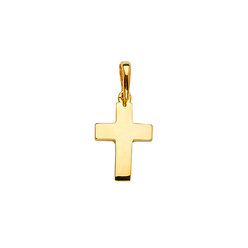 Petite Wide Cross Pendant in 14K Yellow Gold - Classic Slide 1