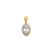 Mini Halo Birthstone Oval Solitaire CZ Pendant in 14K Yellow Gold thumb 0