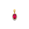 Mini Halo Birthstone Oval Solitaire CZ Pendant in 14K Yellow Gold thumb 0