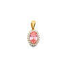 Mini Halo Birthstone Oval Solitaire CZ Pendant in 14K Yellow Gold thumb 0