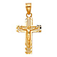 Petite Diamond-Cut Edge Crucifix Pendant in 14K Yellow Gold thumb 1