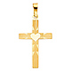 Small Brushed & Polished Heart Cross Pendant in 14K Yellow Gold thumb 1