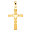 Small Brushed & Polished Heart Cross Pendant in 14K Yellow Gold thumb 1
