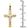 Petite Tube Crucifix Pendant in 14K Two-Tone Gold thumb 1