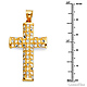 Shimmery Petal Cross Pendant in 14K Two-Tone Gold - Medium thumb 1
