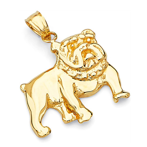 English Bulldog Pendant in 14K Yellow Gold Slide 0