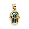 Hamsa Evil Eye Charm Pendant in 14K Yellow Gold - Mini thumb 0