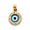 CZ Sky Blue Round Evil Eye Pendant in 14K Yellow Gold - Petite thumb 0