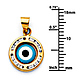 CZ Sky Blue Round Evil Eye Pendant in 14K Yellow Gold - Petite thumb 1