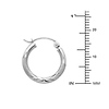Diamond-Cut Satin Hinge Small Hoop Earrings - 14K White Gold 2mm x 0.7 inch thumb 1
