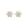 Flower Birthstone Color CZ Stud Earrings in 14K Yellow Gold thumb 0