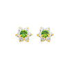 Flower Birthstone Color CZ Stud Earrings in 14K Yellow Gold thumb 0